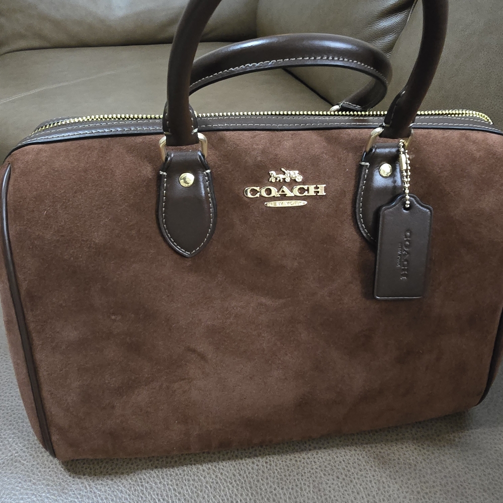 Large Coach Rowan In Suede